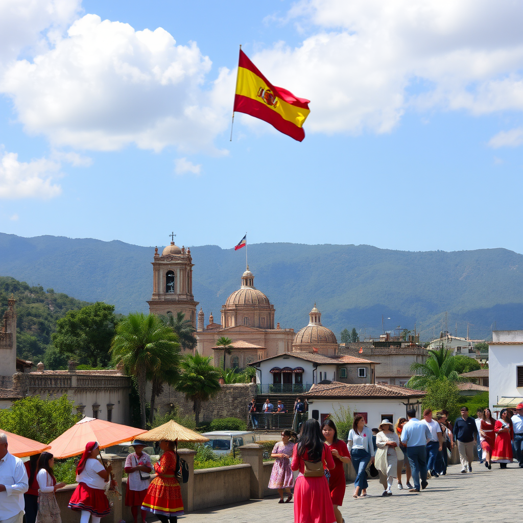 Espanjalainen ja latinalaisamerikkalainen kulttuuriperinne, jossa näkyy perinteisiä juhlia, historiallisia paikkoja ja nykyaikaista elämäntapaa